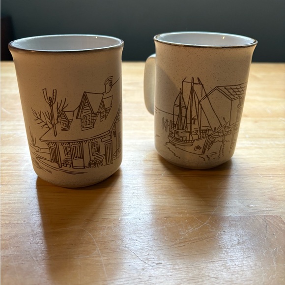 Rustic Cream Ceramic Mugs Set - Picture 1 of 8